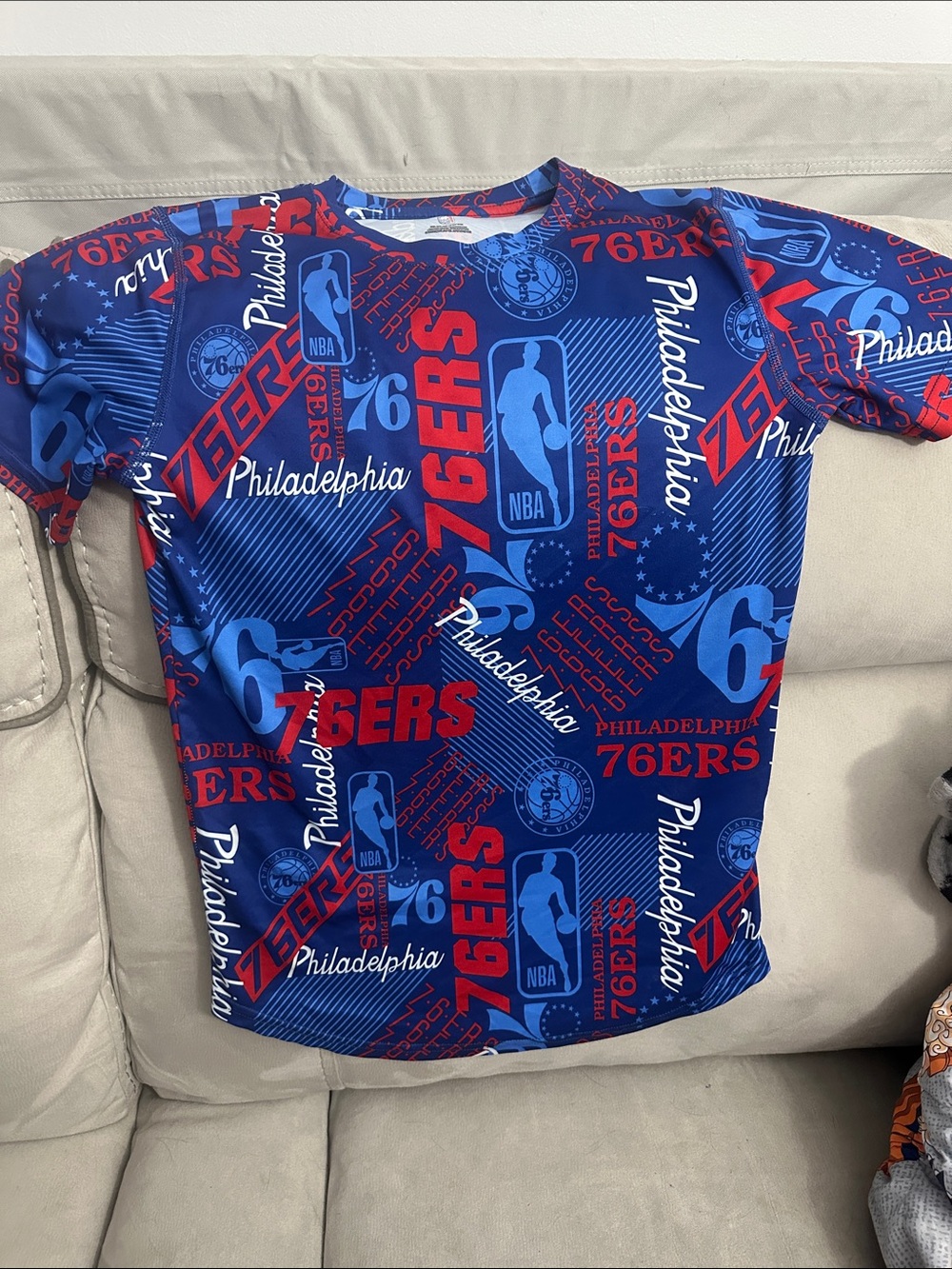 NBA Philadelphia 76ers All-Over Print Tee - Blue & Red